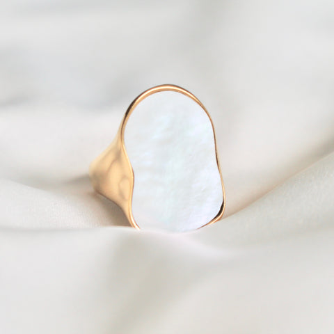 Mother of pearl signet ring - Lily Lough Jewelry