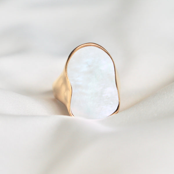 Mother of pearl signet ring - Lily Lough Jewelry