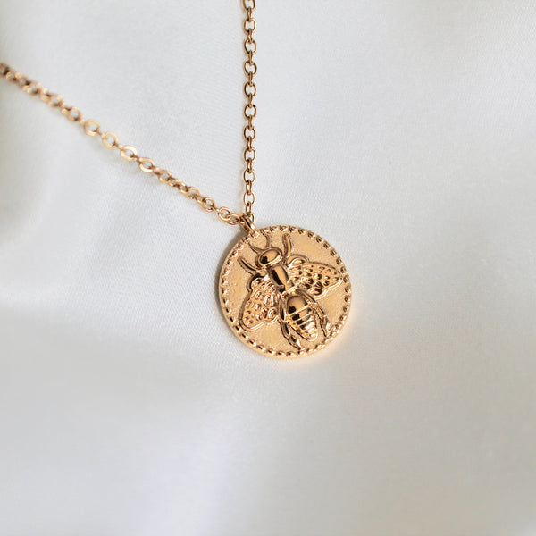 Bee coin necklace