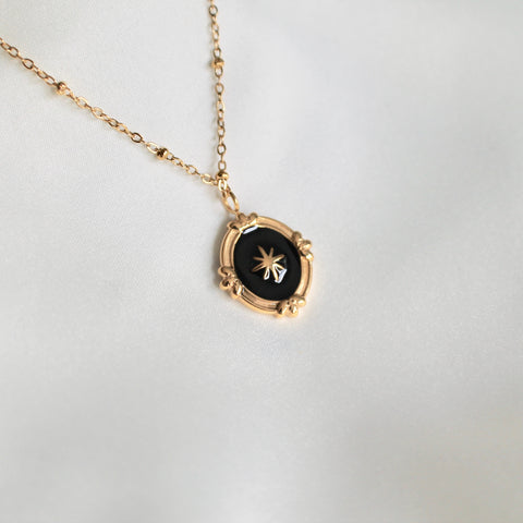 Black enamel pendant necklace