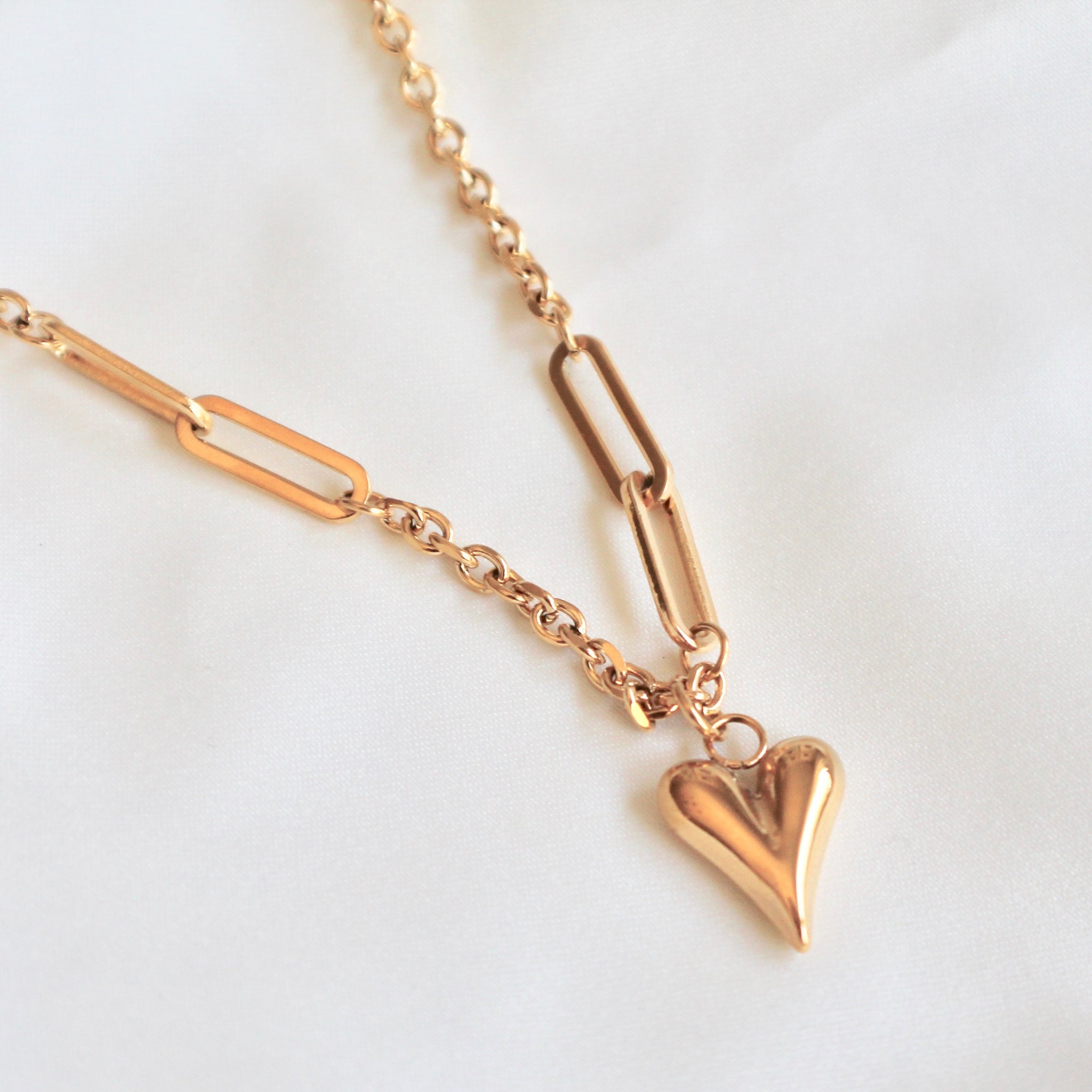 Heart paper clip necklace