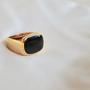 Black enamel signet ring
