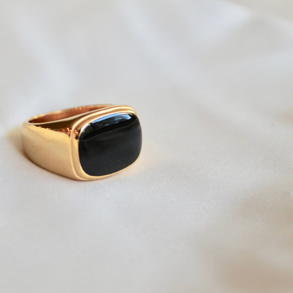 Black enamel signet ring