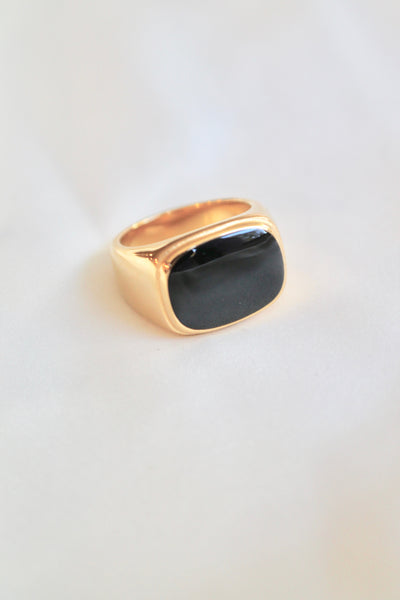 Black enamel signet ring