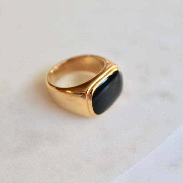 Black enamel signet ring