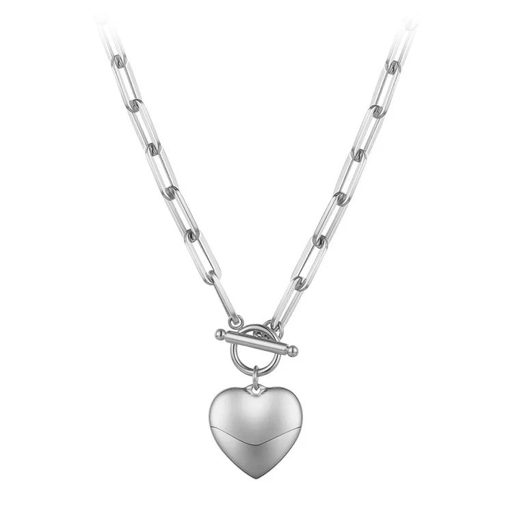 18K Gold Filled Gold Paper Clip Link Heart Pendant Necklace & Stud Earrings  Set | eBay